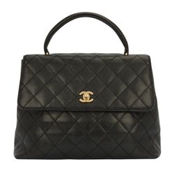 Quilted Kelly Flap Bag, Caviar, Black, 8293305(2003-04), 2*